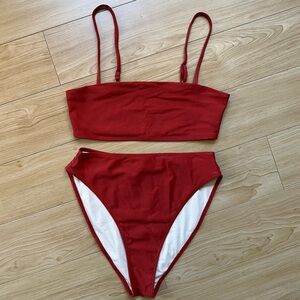 Something Navy High Waisted Bikini in Red